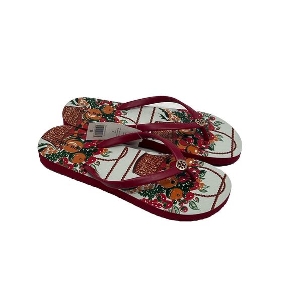 Tory Burch flip-flops red basket fruit 9 - Picture 5 of 5